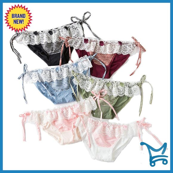 Japanese Style Panties with Ruffled Lace-Up Waist Adjustable Sides